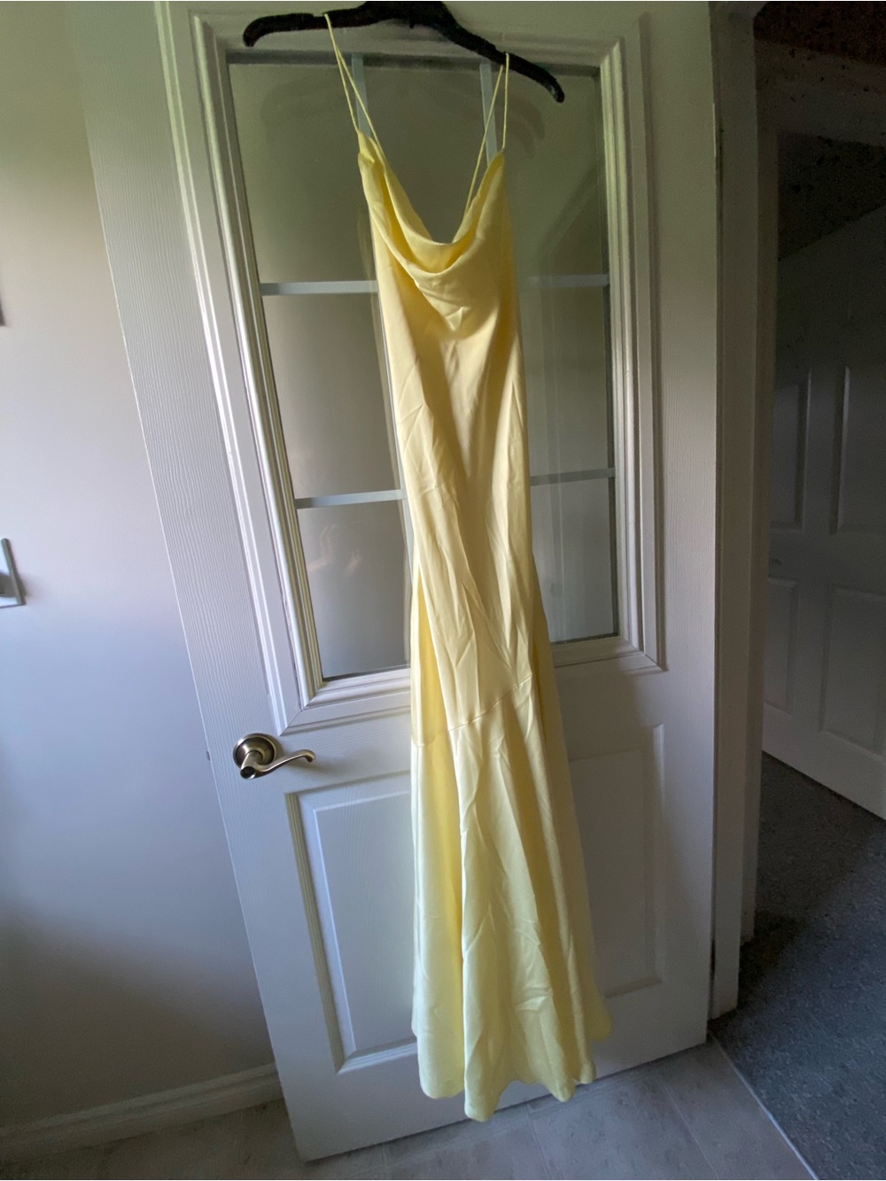 Elegant Yellow Slip Dress with Cowl Neck